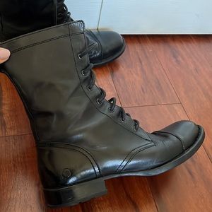 Born black leather combat boots